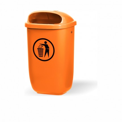 Abfallbehälter Kunststoff - orange inkl. Schlüssel + Besfestigungsteile